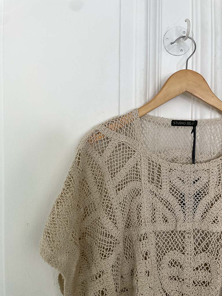 Crochet Tie Side Top - Stone