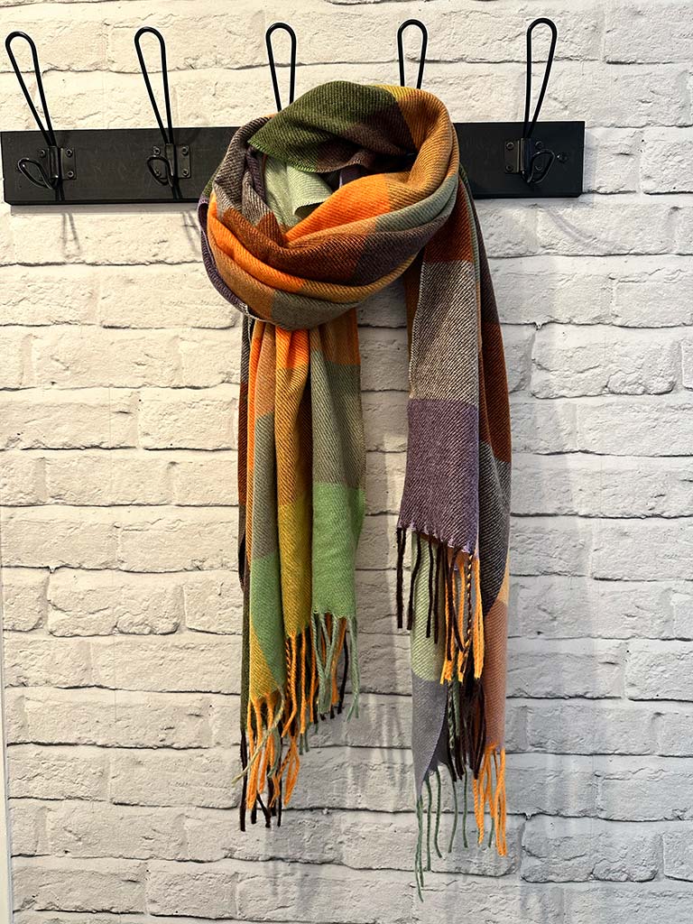 Check Wool Mix Scarf - Autumn