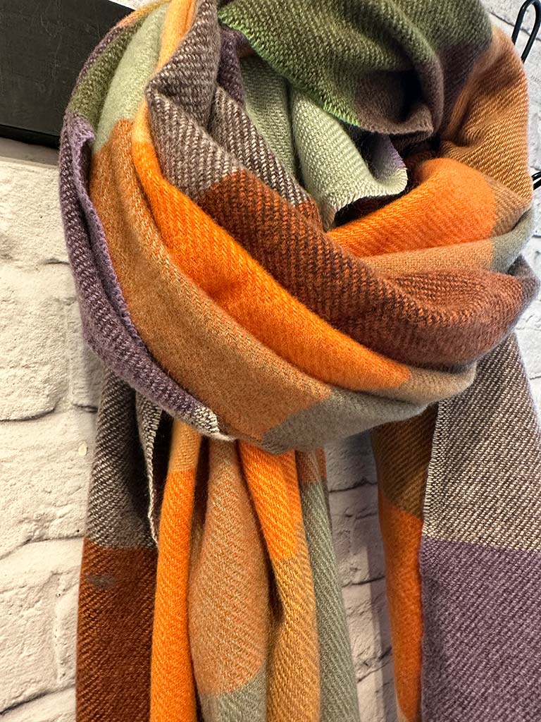 Check Wool Mix Scarf - Autumn