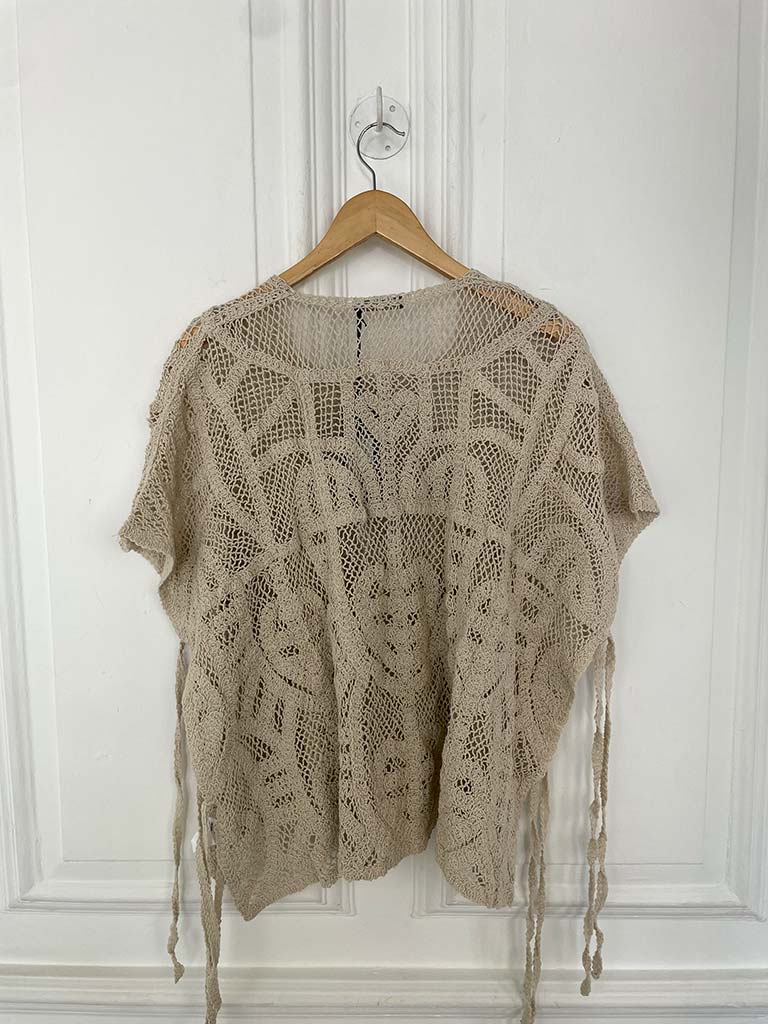Crochet Tie Side Top - Stone