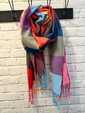 Check Wool Mix Scarf - Rainbow