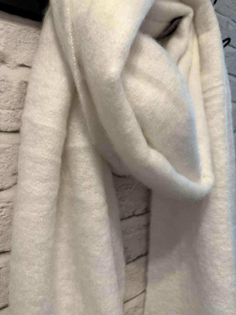 Wool Mix Fringed Scarf - Winter White