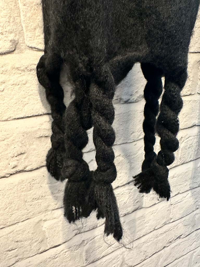Wool Mix Fringed Scarf - Black