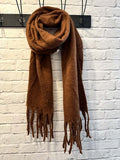 Wool Mix Fringed Scarf - Fudge