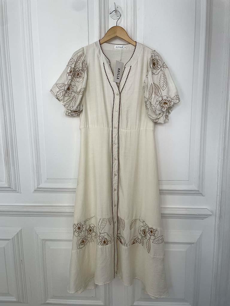 Puff Sleeve Stitched Dress