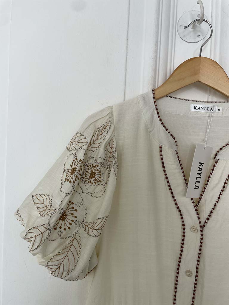 Puff Sleeve Stitched Dress