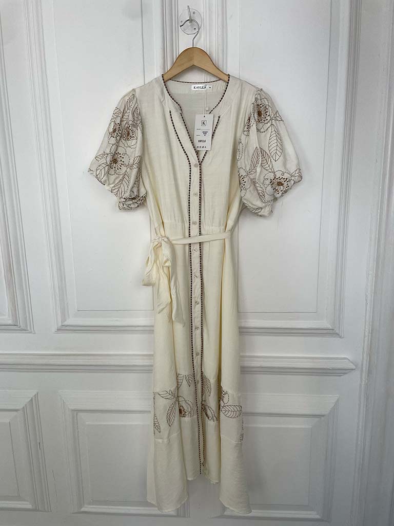 Puff Sleeve Stitched Dress