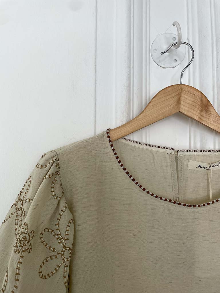 Puff Sleeve Stitched Top - Sable