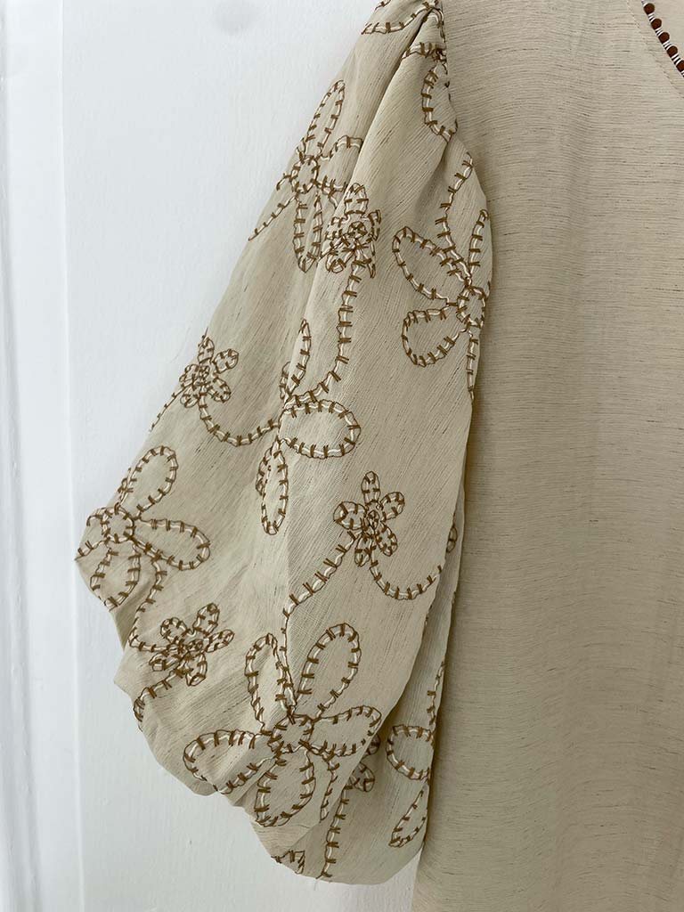 Puff Sleeve Stitched Top - Sable