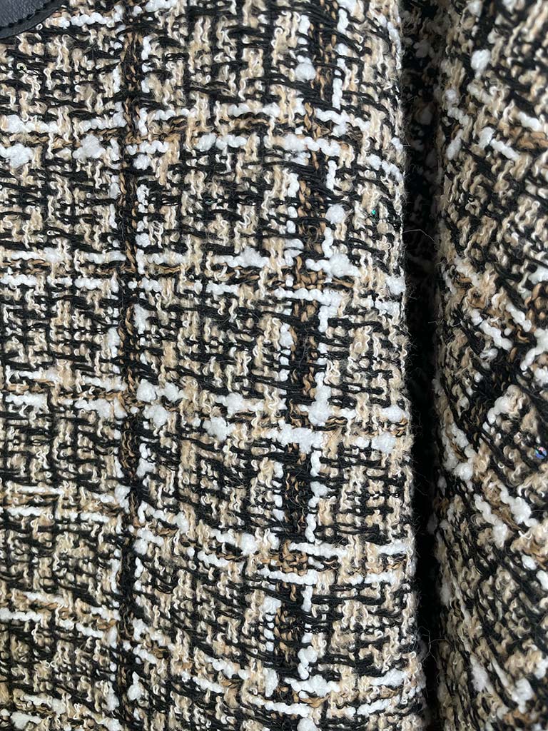 Tweed & Faux Fur Cape - Stone