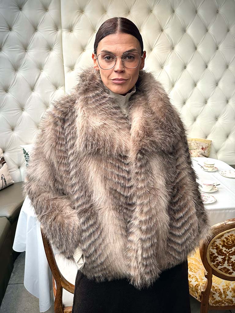 Malissa J Faux Fur Jacket - Stone