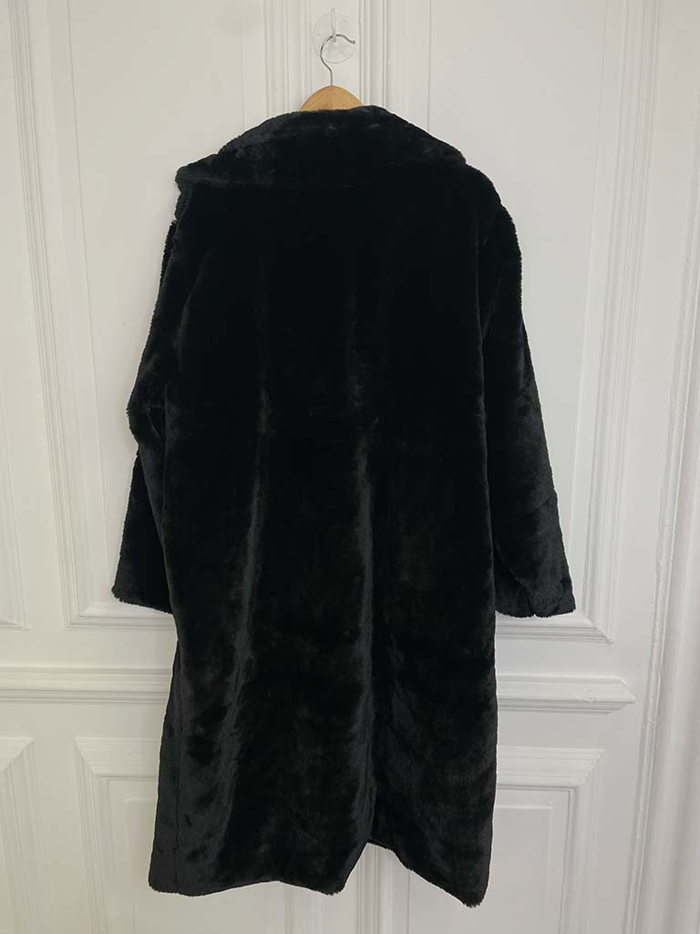 Luxe Faux Fur Long Coat - Black
