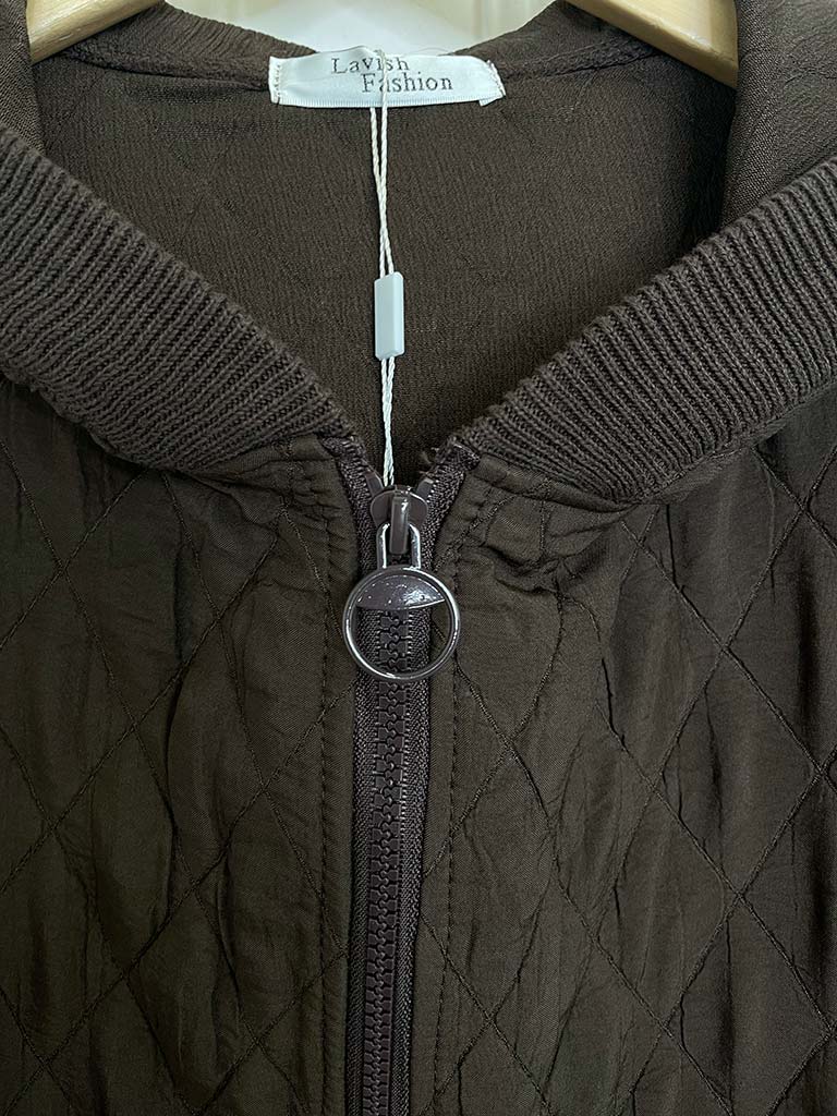 Quilted Hooded Jacket - Chocolate