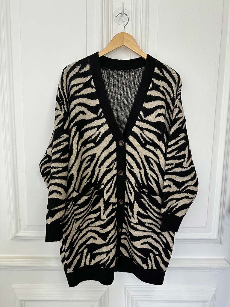 Zebra Cardigan - Latte & Black