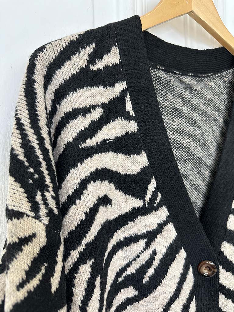 Zebra Cardigan - Latte & Black