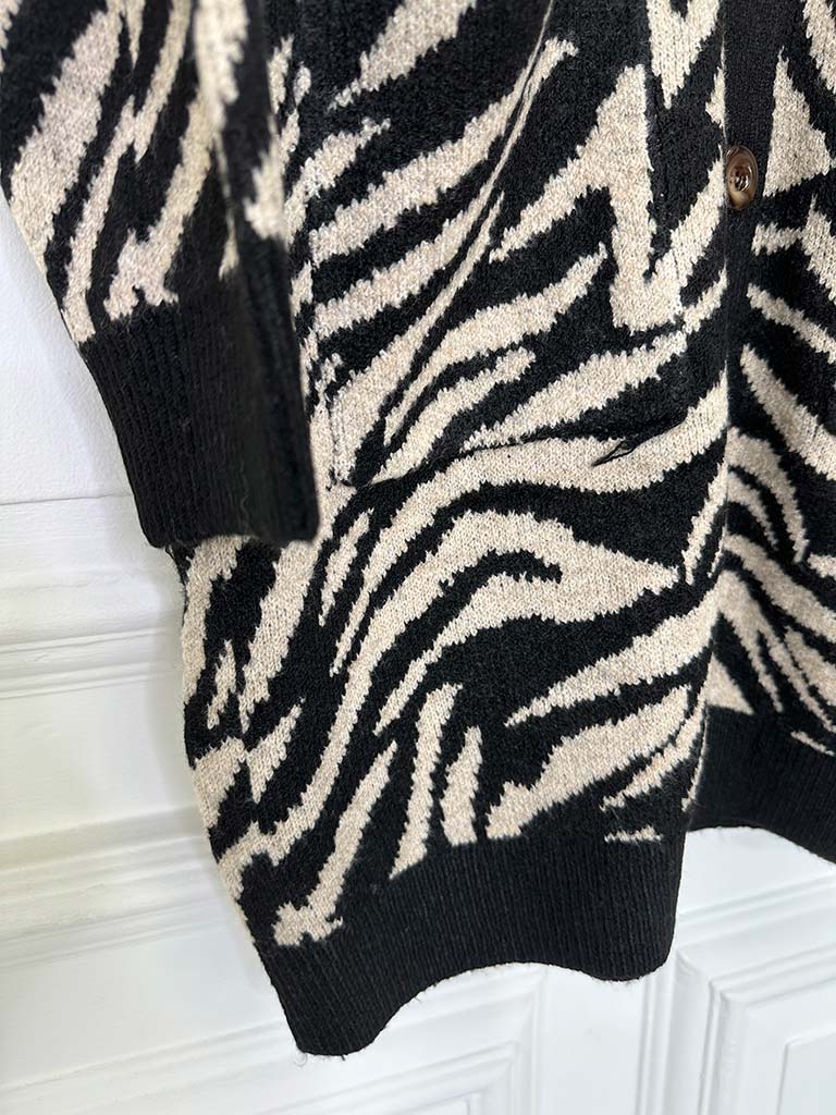 Zebra Cardigan - Latte & Black