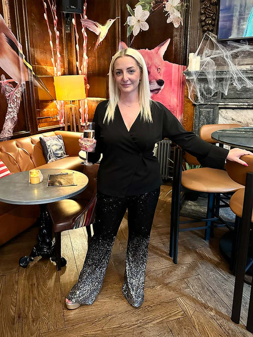 Ombré Sequin Flared Trousers