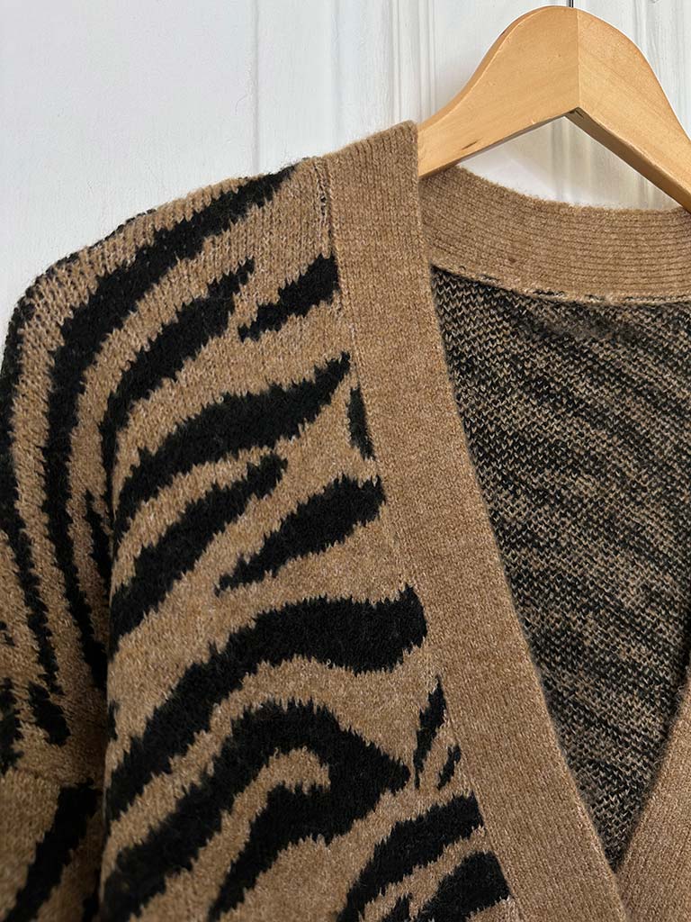 Zebra Cardigan - Caramel & Black