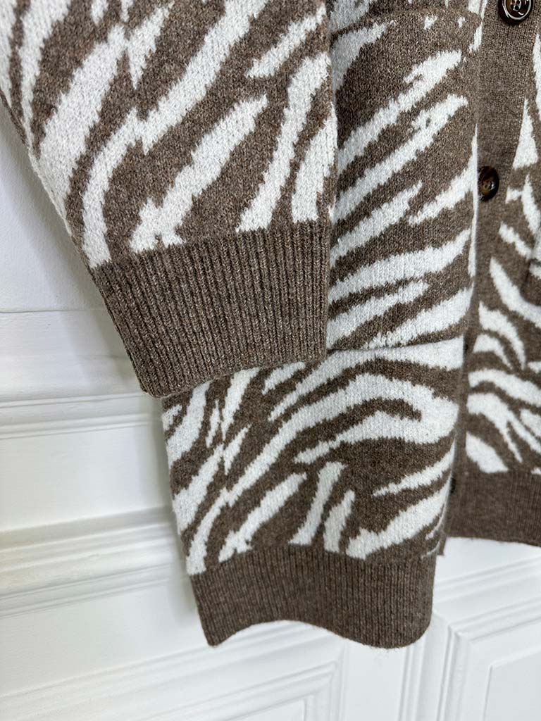 Zebra Cardigan - Mocha & Stone