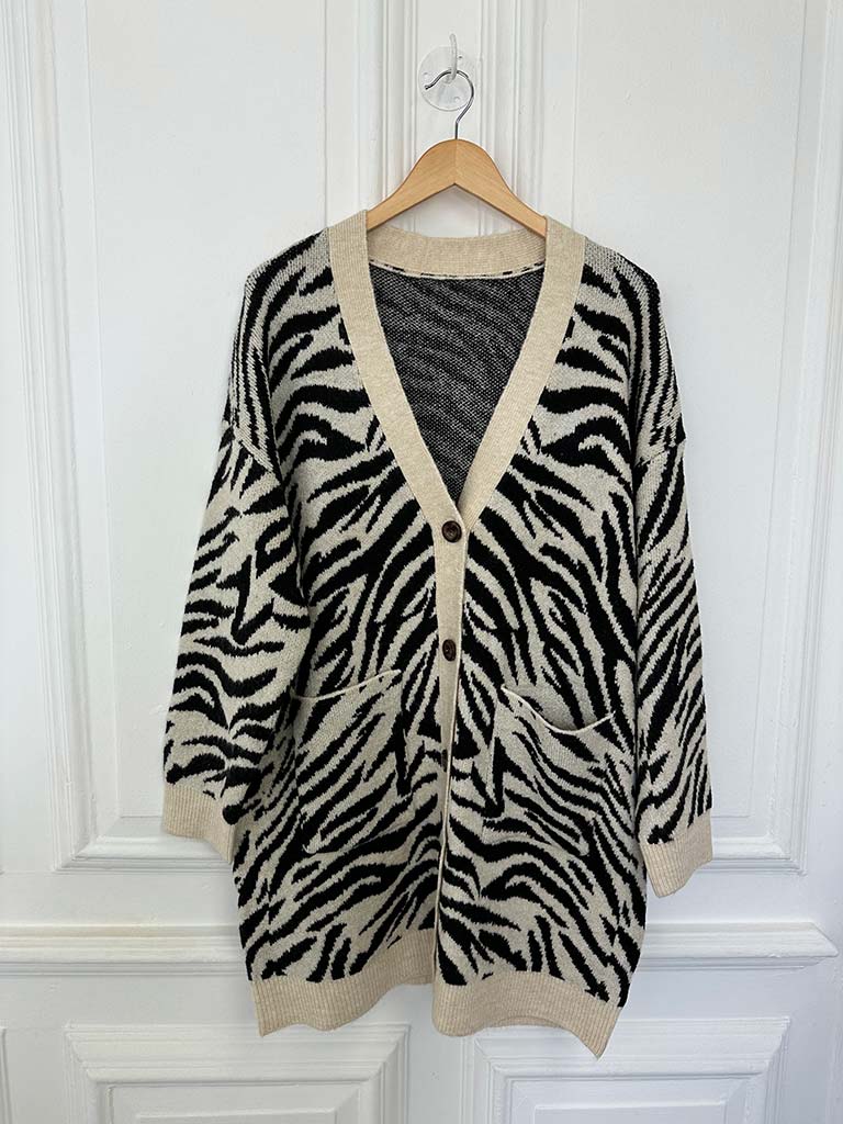 Zebra Cardigan - Ecru & Black