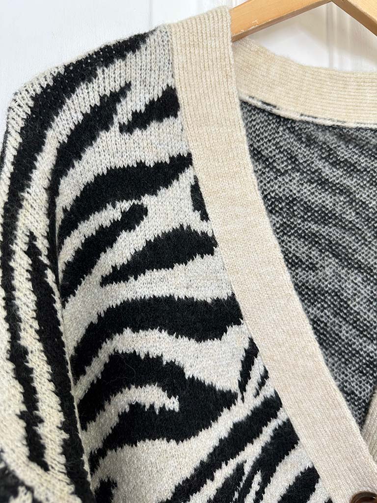 Zebra Cardigan - Ecru & Black