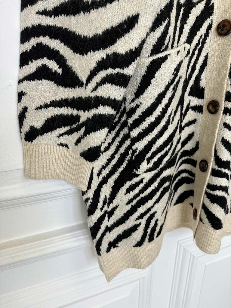 Zebra Cardigan - Ecru & Black