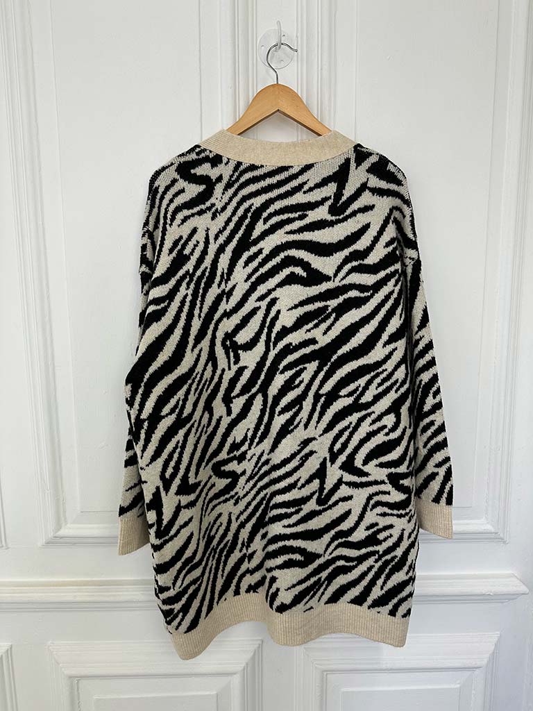 Zebra Cardigan - Ecru & Black