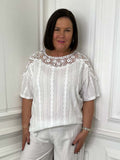 Crochet Shoulder Tee - White