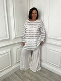 Womens fashion soft stripe tunic in white and black with relaxed styling for everyday wear and a modern outfit. - Soft Stripe Tunic