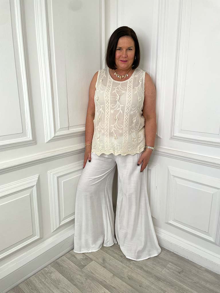 Antique Floral Tank Top - Parchment
