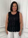 Antique Floral Tank Top - Black