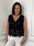 Vintage Crochet Waistcoat - Black