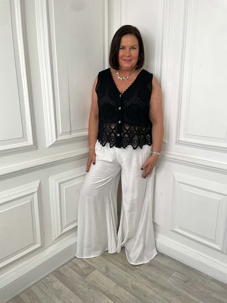 Vintage Crochet Waistcoat - Black