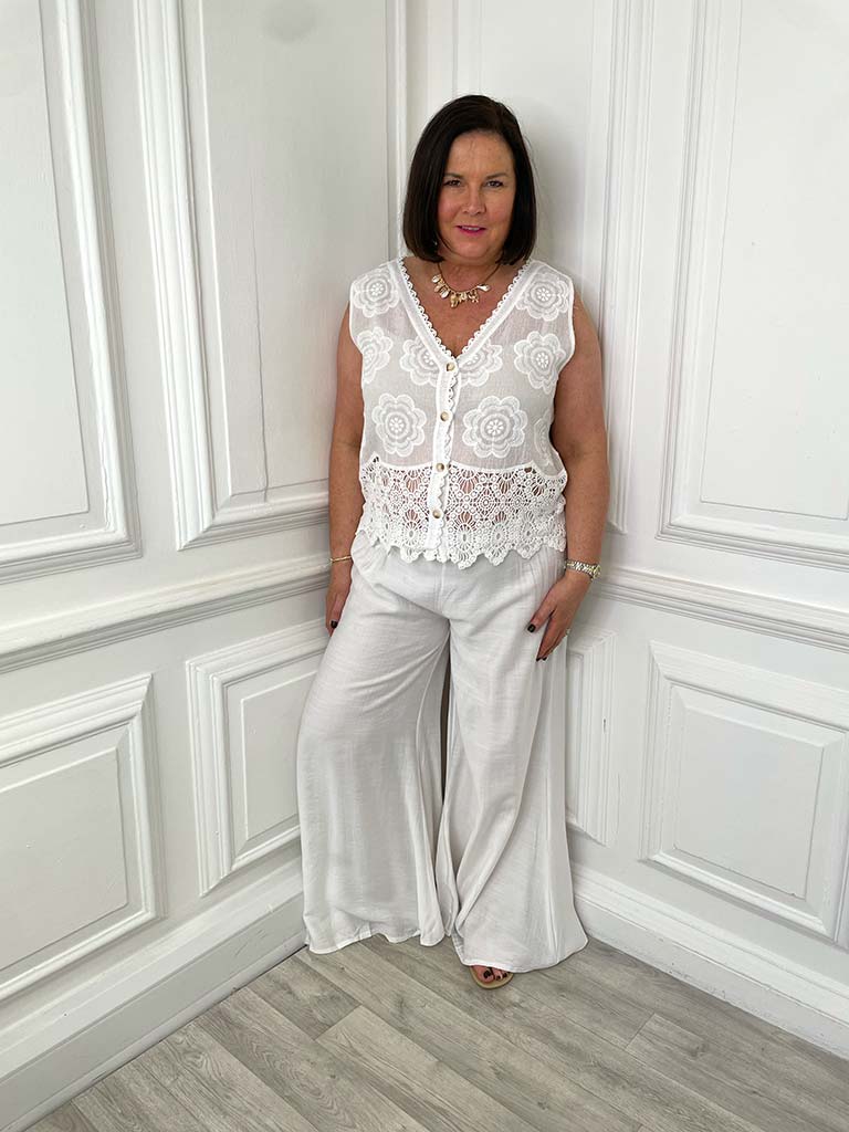 Vintage Crochet Waistcoat - White