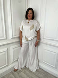 Shirred Wide Leg Trousers - White