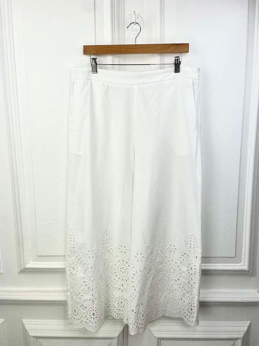 Malissa J 7/8 Broderie Anglaise Trousers - White