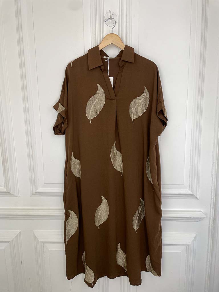 Embroidered Gold Leaf Dress