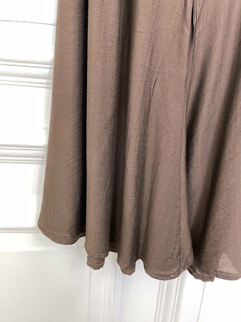 Shirred Wide Leg Trousers - Chocolate