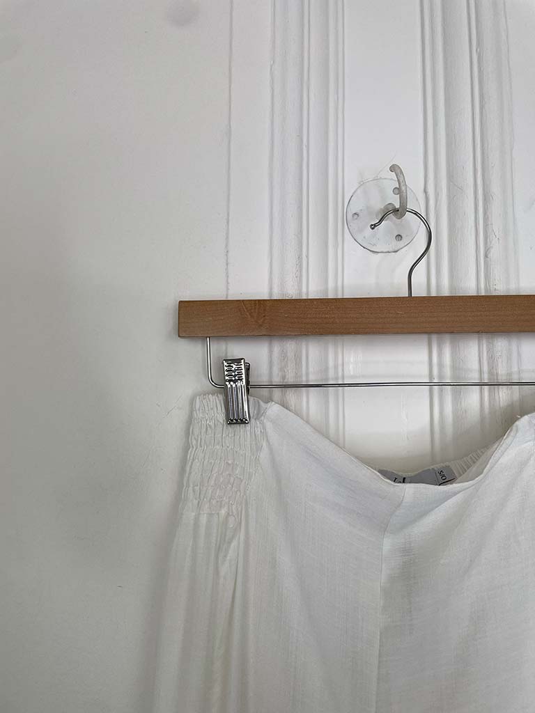 Shirred Wide Leg Trousers - White