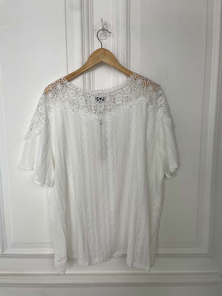 Crochet Shoulder Tee - White