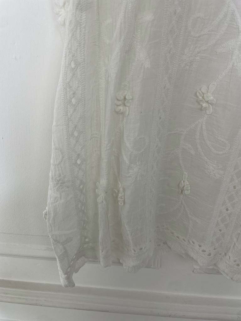 Antique Floral Tank Top - White