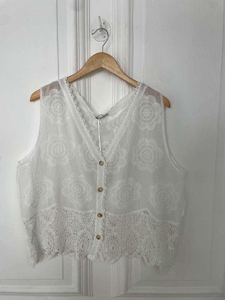 Vintage Crochet Waistcoat - White