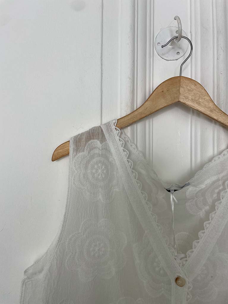 Vintage Crochet Waistcoat - White