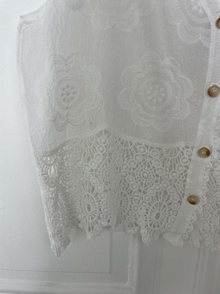 Vintage Crochet Waistcoat - White