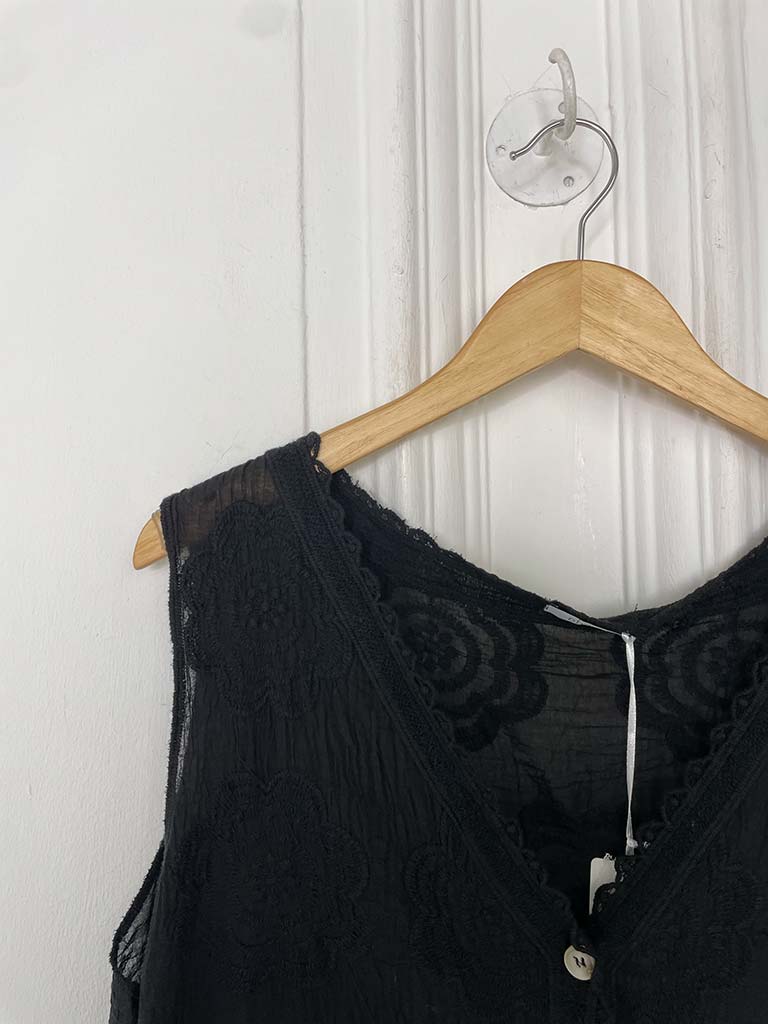 Vintage Crochet Waistcoat - Black
