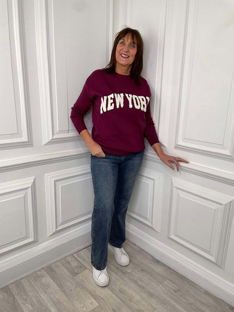 New York Textured Knit - Burgundy