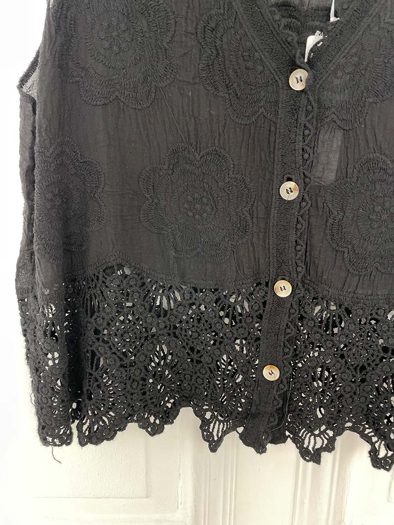 Vintage Crochet Waistcoat - Black