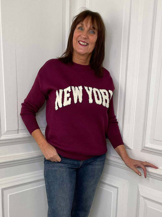 New York Textured Knit - Burgundy