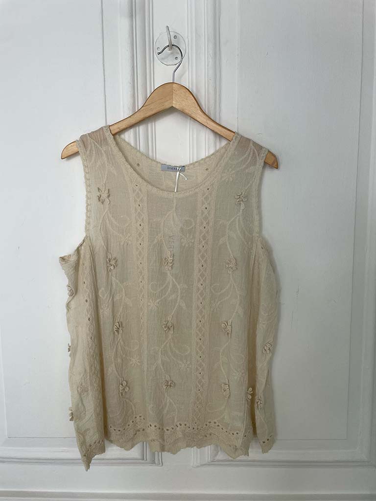 Antique Floral Tank Top - Parchment