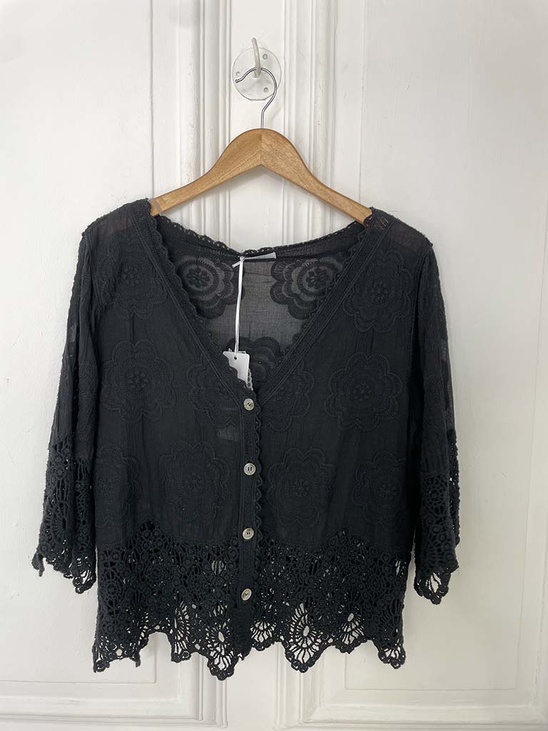 Vintage Crochet Jacket - Black